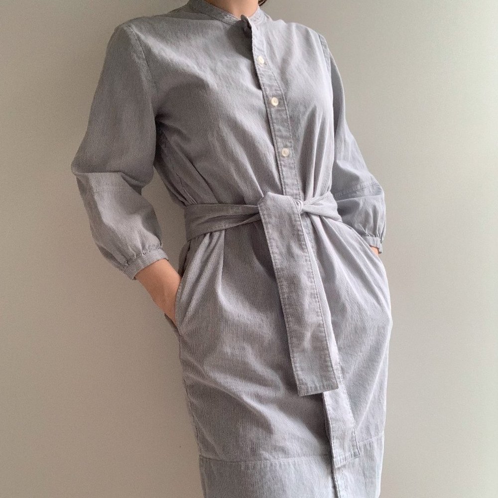 Everlane Cotton Weave Collarless Shirtdress (00)